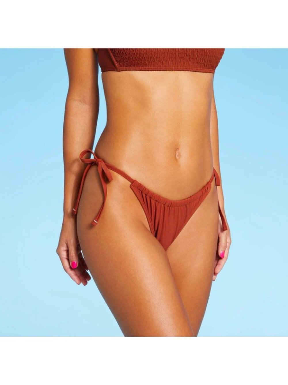 Xhilaration Dark Brown Side Tie Cheeky Scoop Bikini Swim Bottom - Juniors' Large - Picture 2 of 9